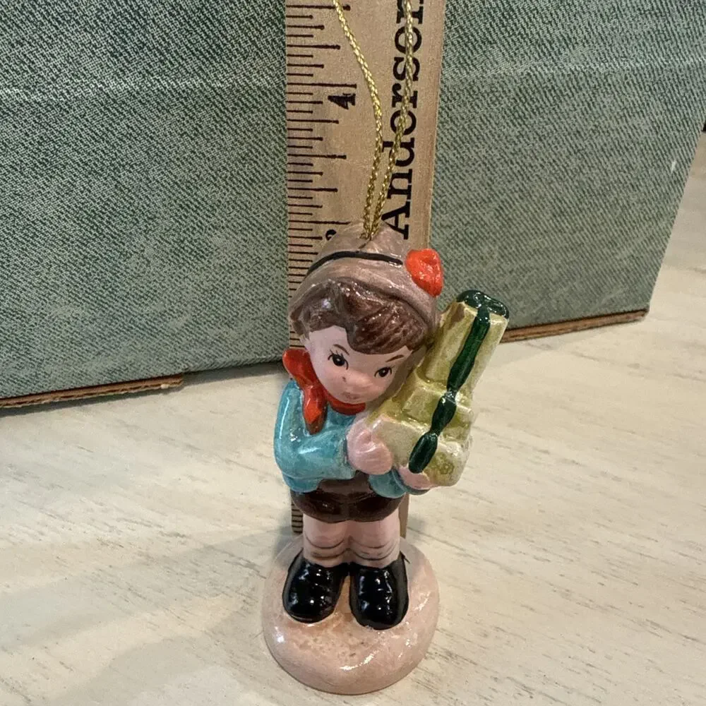 Vintage‎ Enesco Christmas Ornament Bavarian Boy w Presents EUC